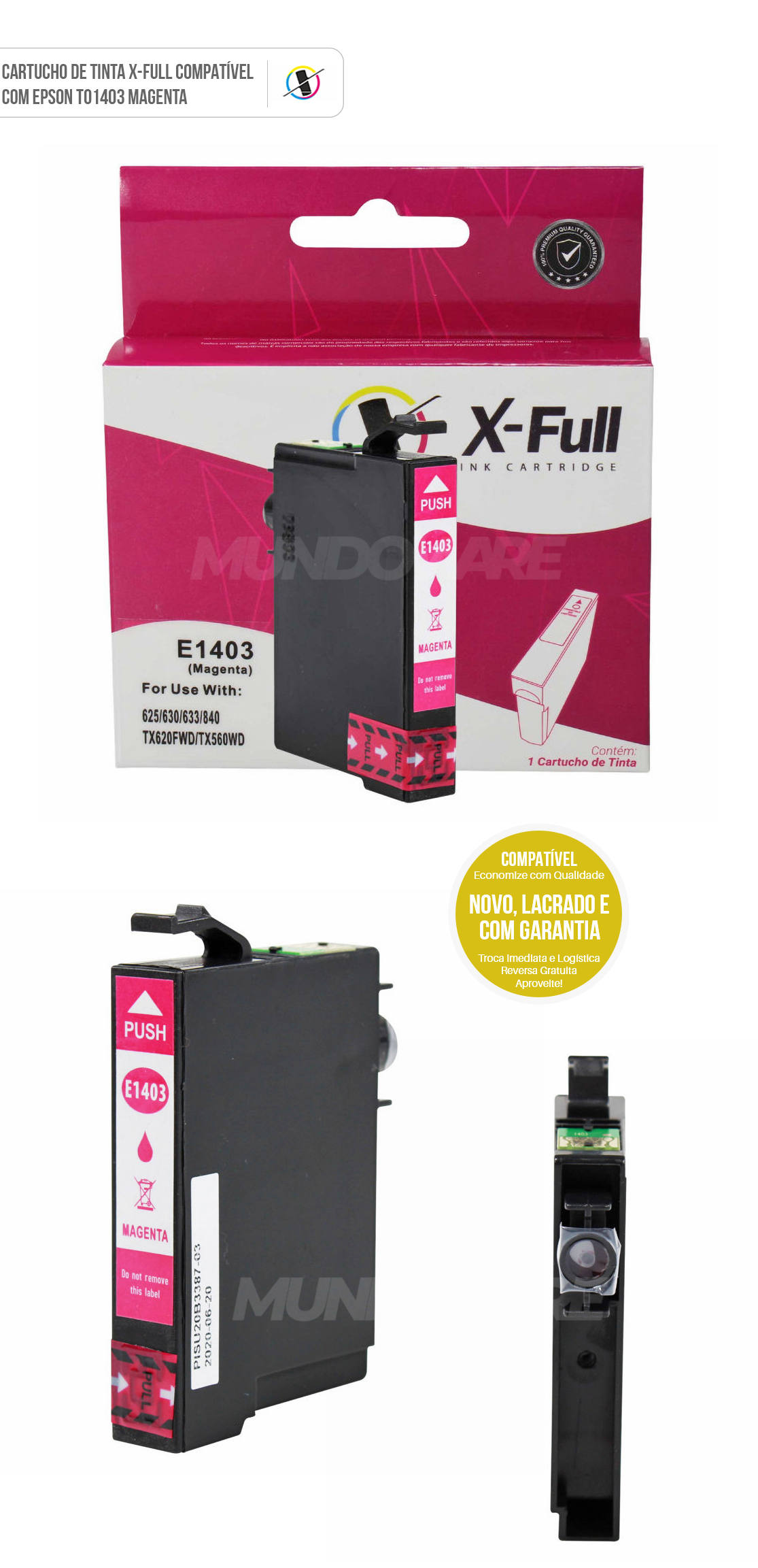 Cartucho de Tinta X-Full Compatível com Epson E1403 para TX641FWD TX640FWD TX620FWD TX560WD T42WD Magenta 14,5ml