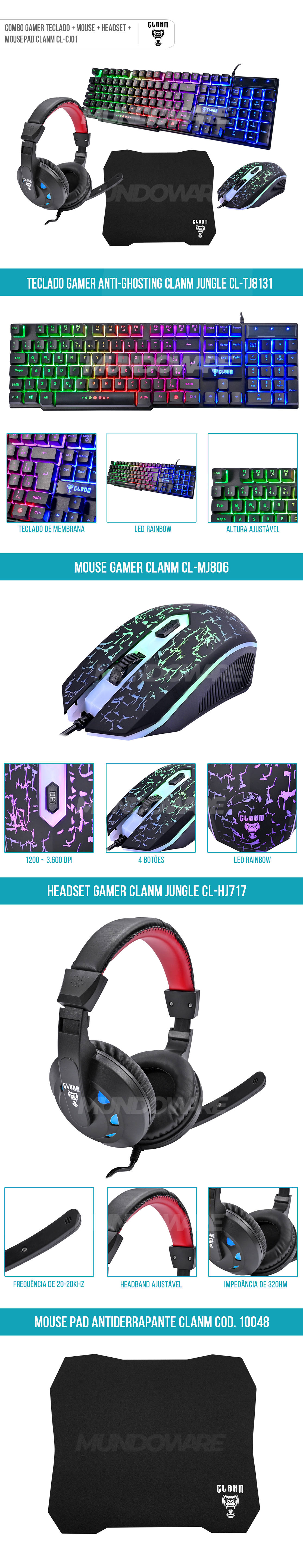 KIT GAMER JUNGLE CL-CJ01 CLANM - Comprar em Lukatoner