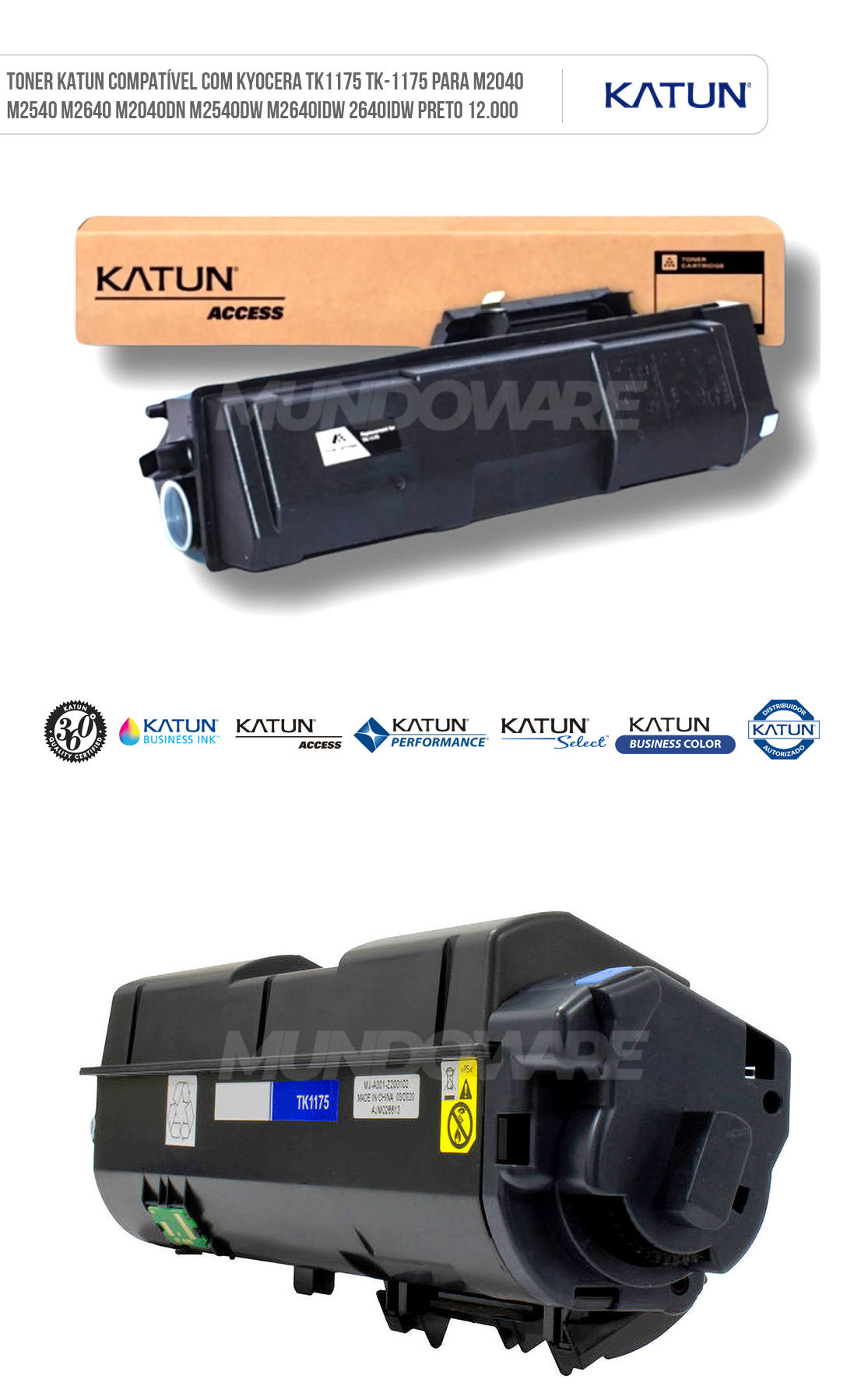 Toner Katun Compatível com Kyocera TK1175 TK-1175 para M2040 M2540 M2640 M2040dn M2540dw M2640idw 2640idw Preto 12.000 Cartucho de Toner Katun Compatível com Kyocera TK1175 TK-1175 para M2040 M2540 M2640 M2040dn M2540dw M2640idw 2640idw Preto 12.000