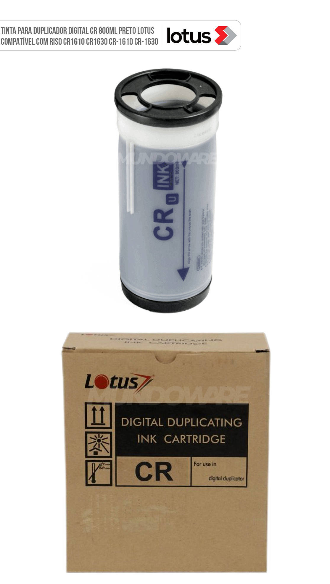 Tinta para Duplicador Digital CR 800ml Preto Lotus Compatível para Riso CR1610 CR1630 CR-1610 CR-1630
