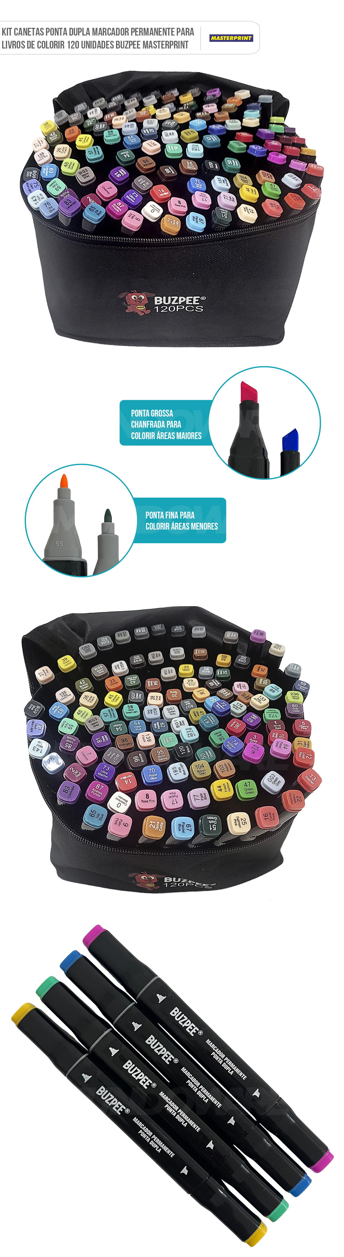 IPSA BOLIZER 6 175ml 2本セット Kit Caneta Ponta Dupla 120 Cores Marcador Permanente p/ Livros de