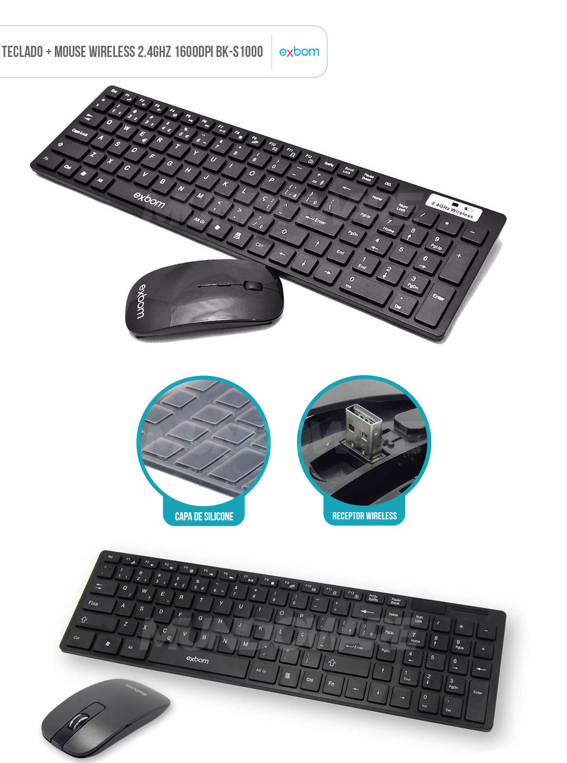 kit combo teclado e mouse sem fio wireless