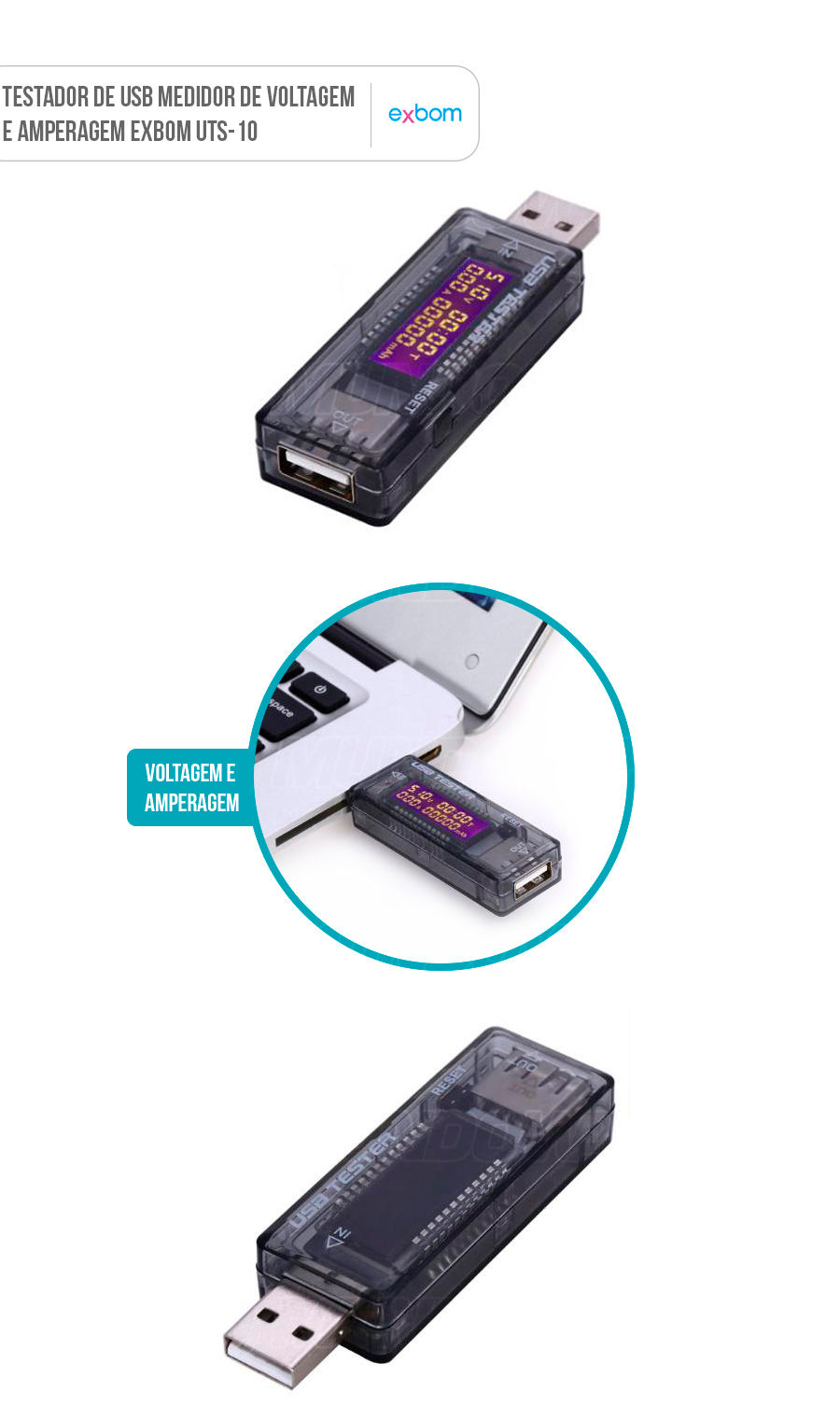 Testador de USB voltagem e amperagem potência