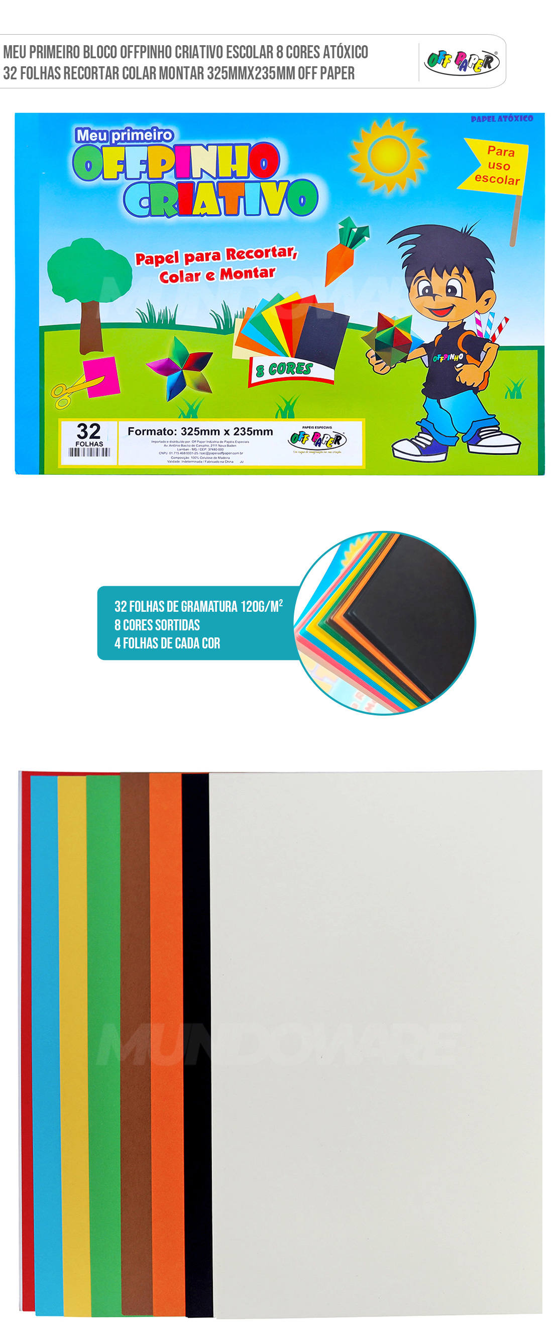 Meu Primeiro Bloco Offpinho Criativo Escolar 8 Cores Atóxico 32 Folhas Recortar Colar Montar 325mmx235mm Off Paper Meu Primeiro Bloco Offpinho Criativo Escolar 8 Cores Atóxico 32 Folhas Recortar Colar Montar 325mmx235mm Off Paper