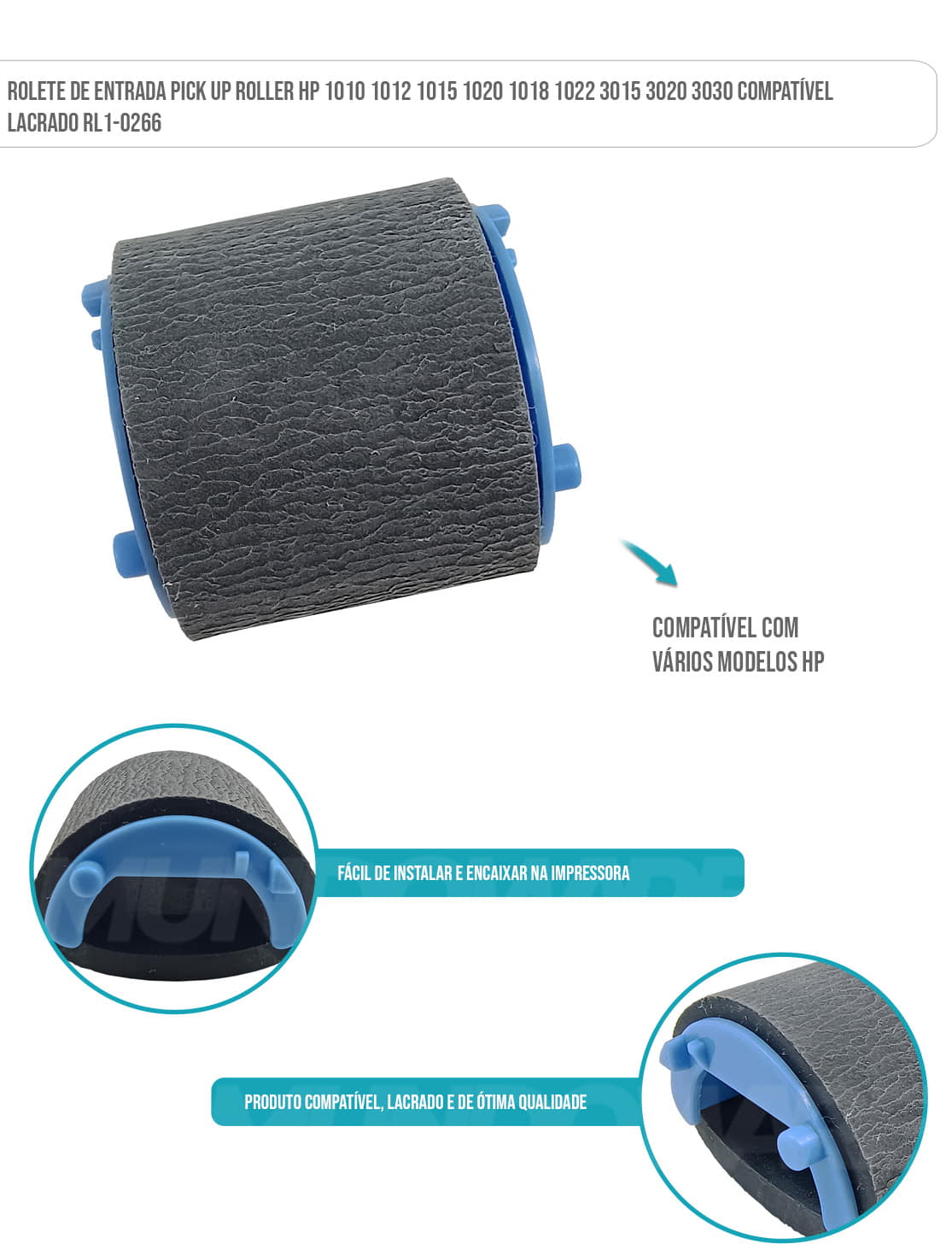 Rolete de Entrada Pick Up Roller HP 1010 1012 1015 1020 1018 1022 3015 3020 3030 Compatível Lacrado RL1-0266 Rolete de Entrada Pick Up Roller HP 1010 1012 1015 1020 1018 1022 3015 3020 3030 Compatível Lacrado RL1-0266