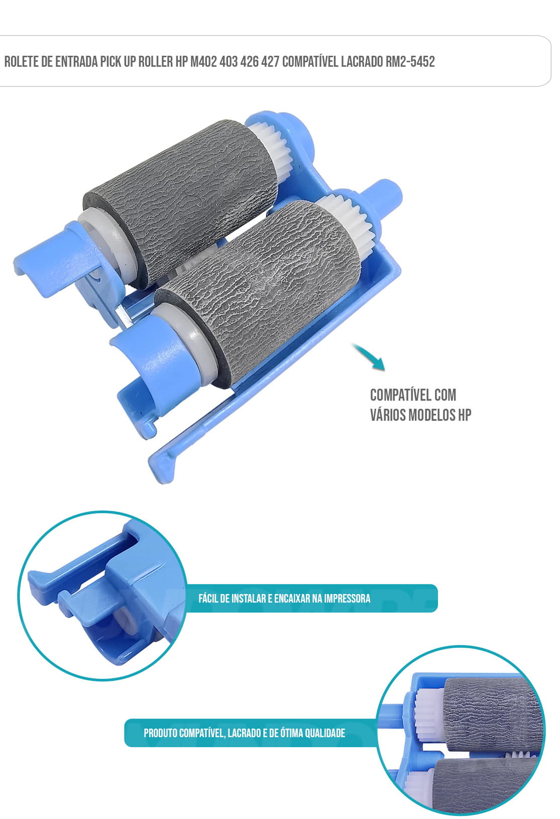 Rolete de Entrada Pick Up Roller HP M402 403 426 427 Compatível Lacrado RM2-5452 Rolete de Entrada Pick Up Roller HP M402 403 426 427 Compatível Lacrado RM2-5452