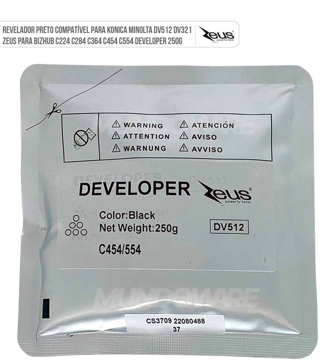 Revelador Developer Preto Compatível para Konica Minolta DV512 DV321 Zeus para Bizhub C224 C284 C364 C454 C554 250g Revelador Preto Compatível para Konica Minolta DV512 DV321 Zeus para Bizhub C224 C284 C364 C454 C554 Developer 250g
