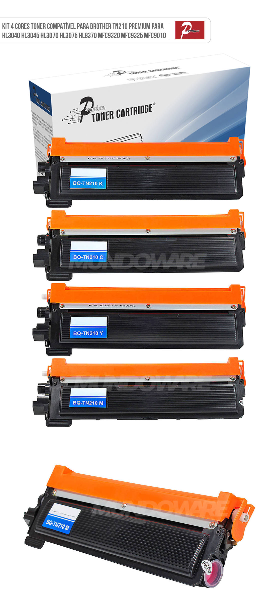 Kit 4 Cores Toner Compatível com Brother TN-210 TN210 para MFC-9325 MFC-9125 MFC-9010 HL-3040 HL-3075 MFC-9320 Premium Kit Colorido de Cartuchos de Toner Compatível com Brother TN-210 TN210 para MFC-9325 MFC-9125 MFC-9010 HL-3040 HL-3075 MFC-9320 Premium