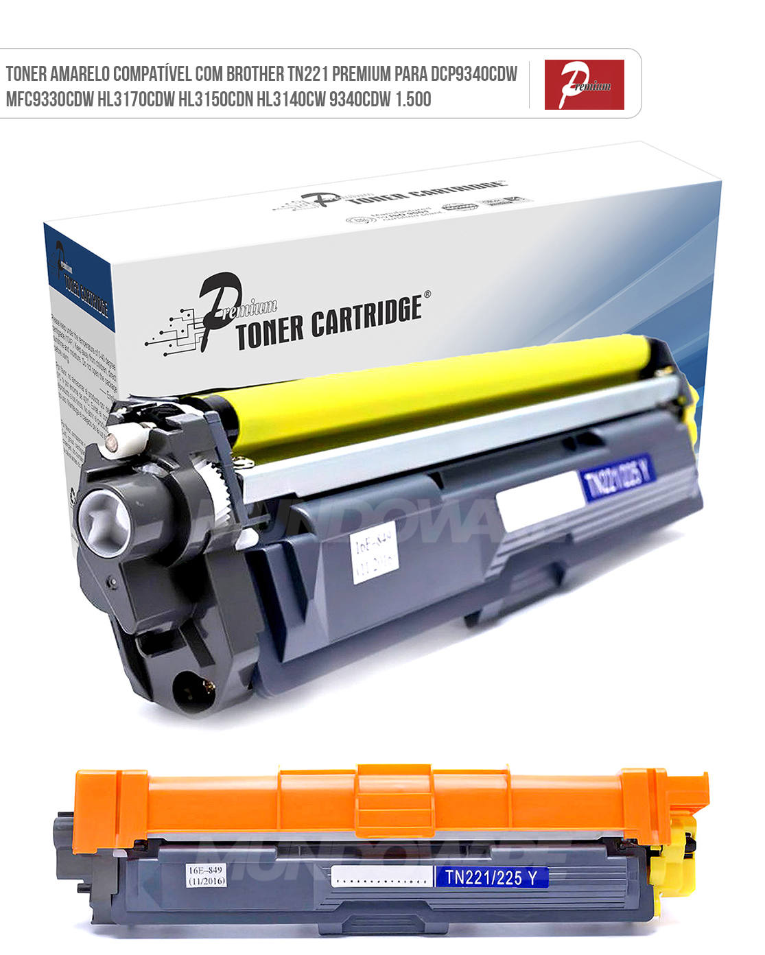 Toner Compatível com Brother TN-221Y TN221 Amarelo p/ DCP-9055cdn DCP-9020cdn MFC-9340cdw HL3150 MFC9330 Premium 1.500 Cartucho de Toner Compatível com Brother TN-221Y TN221 Amarelo p/ DCP-9055cdn DCP-9020cdn MFC-9340cdw HL3150 MFC9330 Premium 1.500