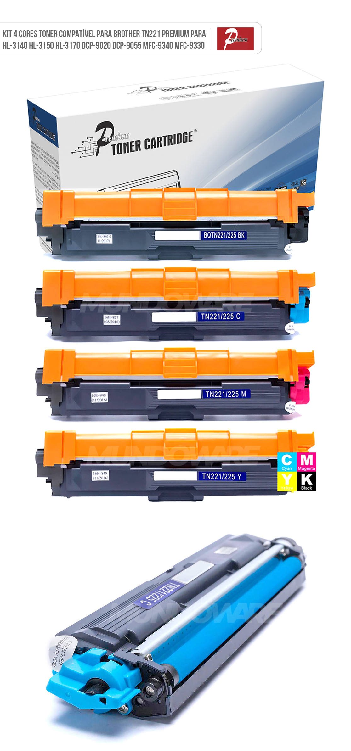 Kit 4 Cores Toner Compatível com Brother TN221 TN-221 para HL3140cw HL3170cdw MFC9130cw MFC9330cdw MFC9340cdw Premium Kit Colorido de Cartuchos de Toner Compatível com Brother TN221 TN-221 para HL3140cw HL3170cdw MFC9130cw MFC9330cdw MFC9340cdw Premium