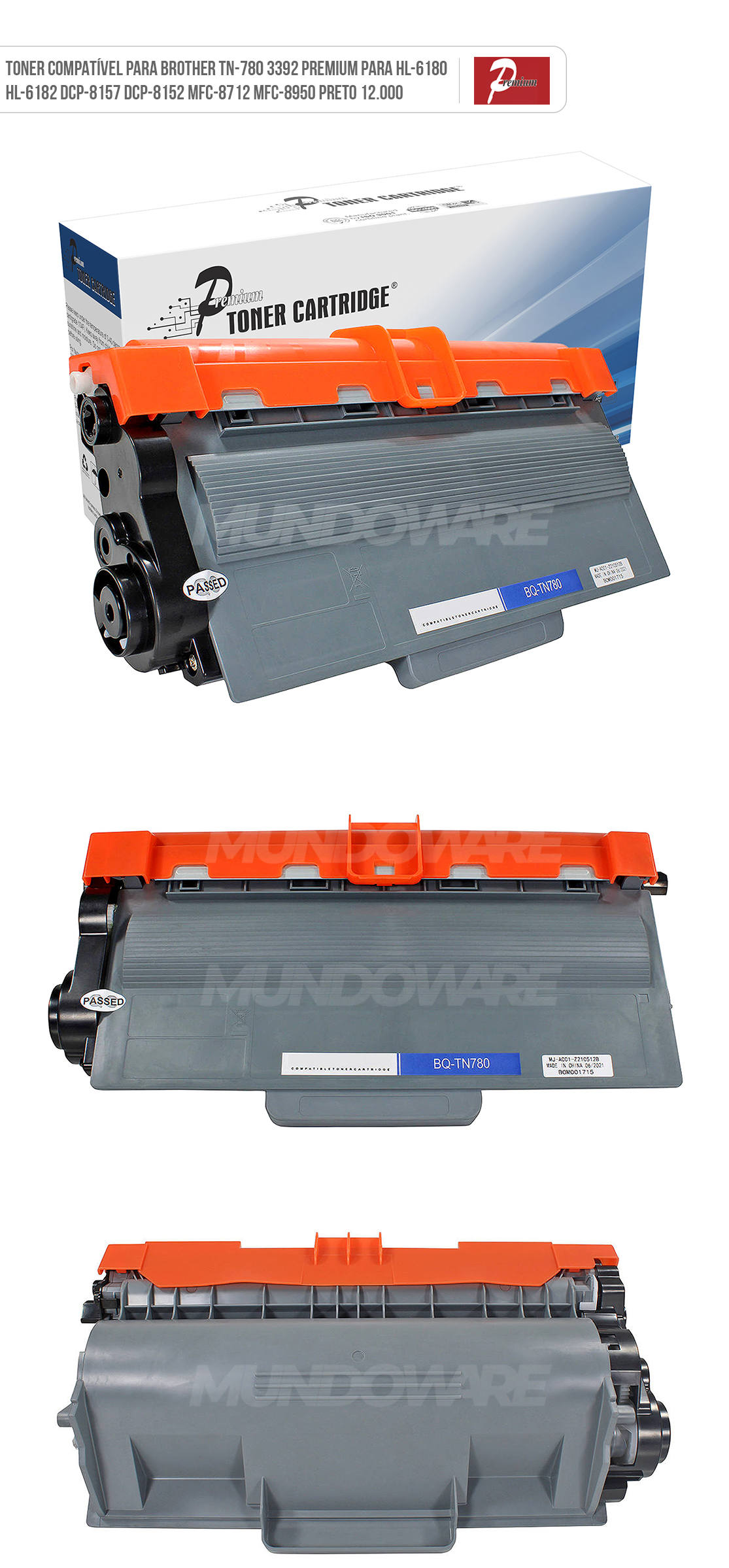 Cartucho de Toner Compatível com Brother TN-780 3392 Preto para HL-6180dwt DCP-8155dn MFC-8710dw MFC-8510dn 8520dn 8950dwt Premium 12.000 Toner Compatível com Brother TN780 Preto para HL-6180dwt DCP-8155dn MFC-8710dw MFC-8510dn 8520dn 8950dwt Premium 12.000