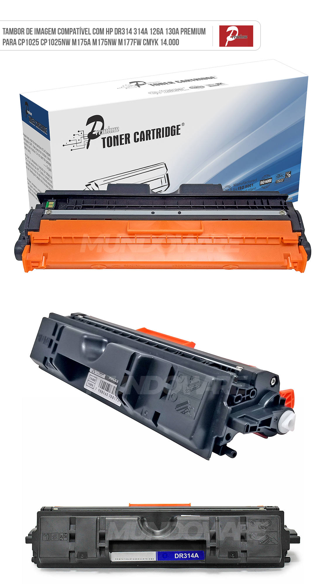 Cartucho de Cilindro Compatível com HP 314A Colorido para CP-1025 M175 M176 M177 M175A 175nw M176n M177fw Premium 14.000 Tambor de Imagem Compatível com HP 314A Colorido para CP-1025 M175 M176 M177 M175A 175nw M176n M177fw Premium 14.000