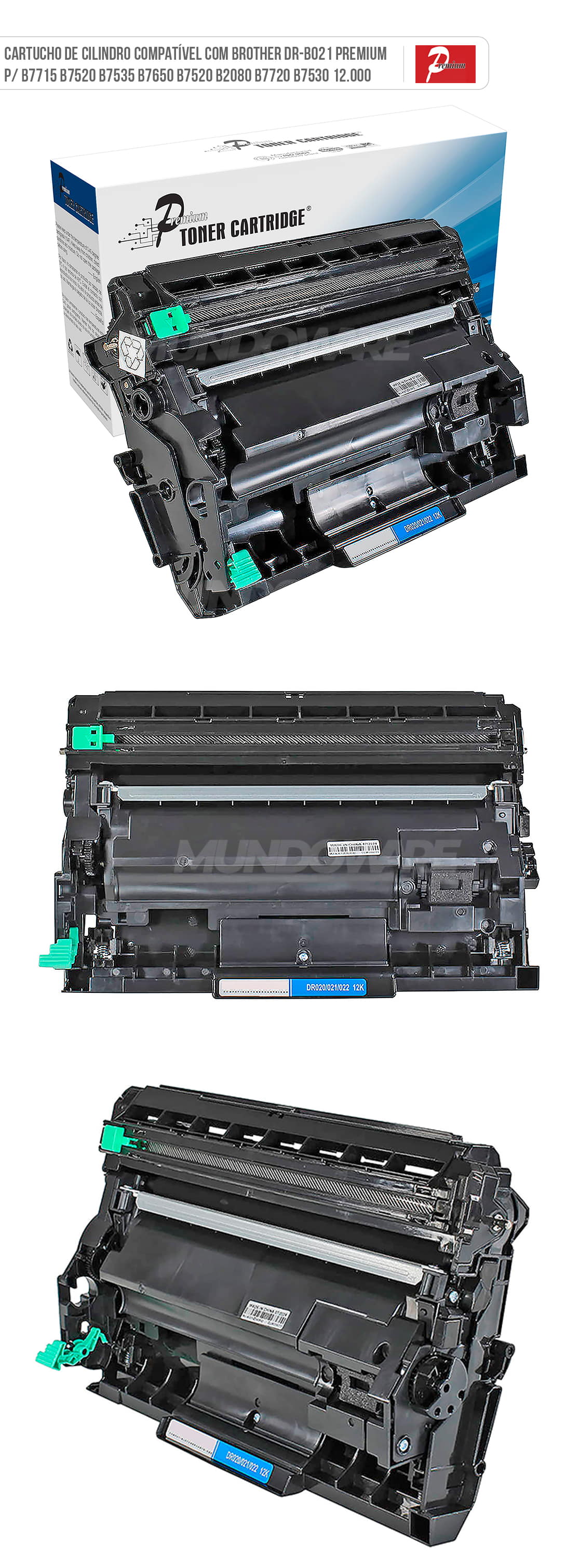 Cartucho de Cilindro Compatível com Brother DR-B021 Premium p/ B7715 B7520 B7535 B7650 B7520 B2080 B7720 B7530 12.000