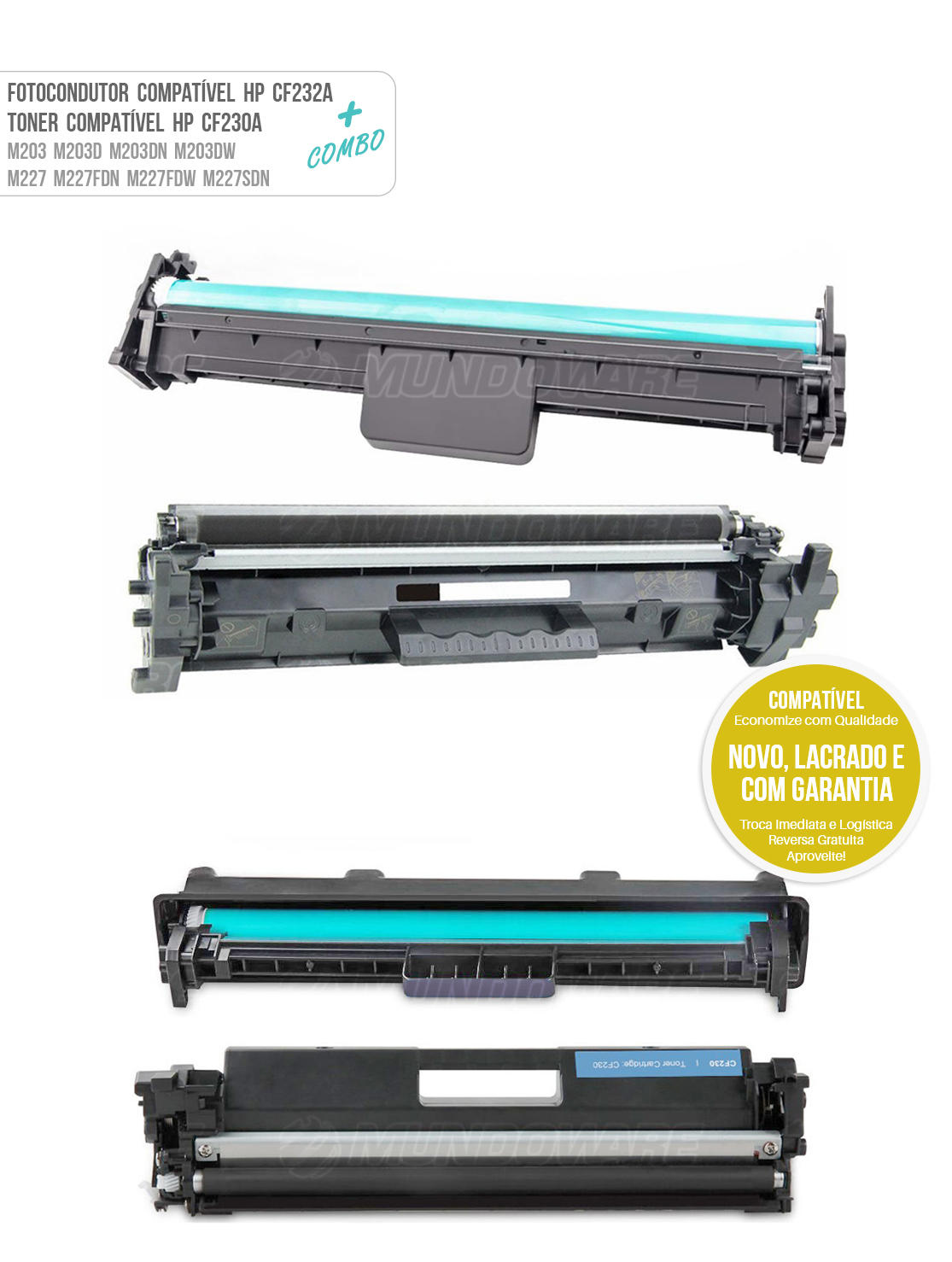 Cartucho de Cilindro + Toner Compatíveis para Impressora HP M203 M227 M203dn M203dw M227fdn M227fdw M227sdn