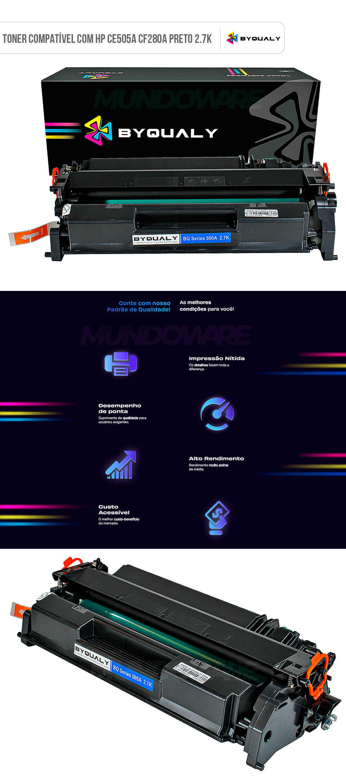 Toner Compatível com HP 505A 280A ByQualy para P2035n M425dn P2055dn M401dn P2035 M425 M401 M401dw M425dw Preto 2.700 Cartucho de Toner Compatível com HP 505A 280A ByQualy para P2035n M425dn P2055dn M401dn P2035 M425 M401 M401dw M425dw Preto 2.700
