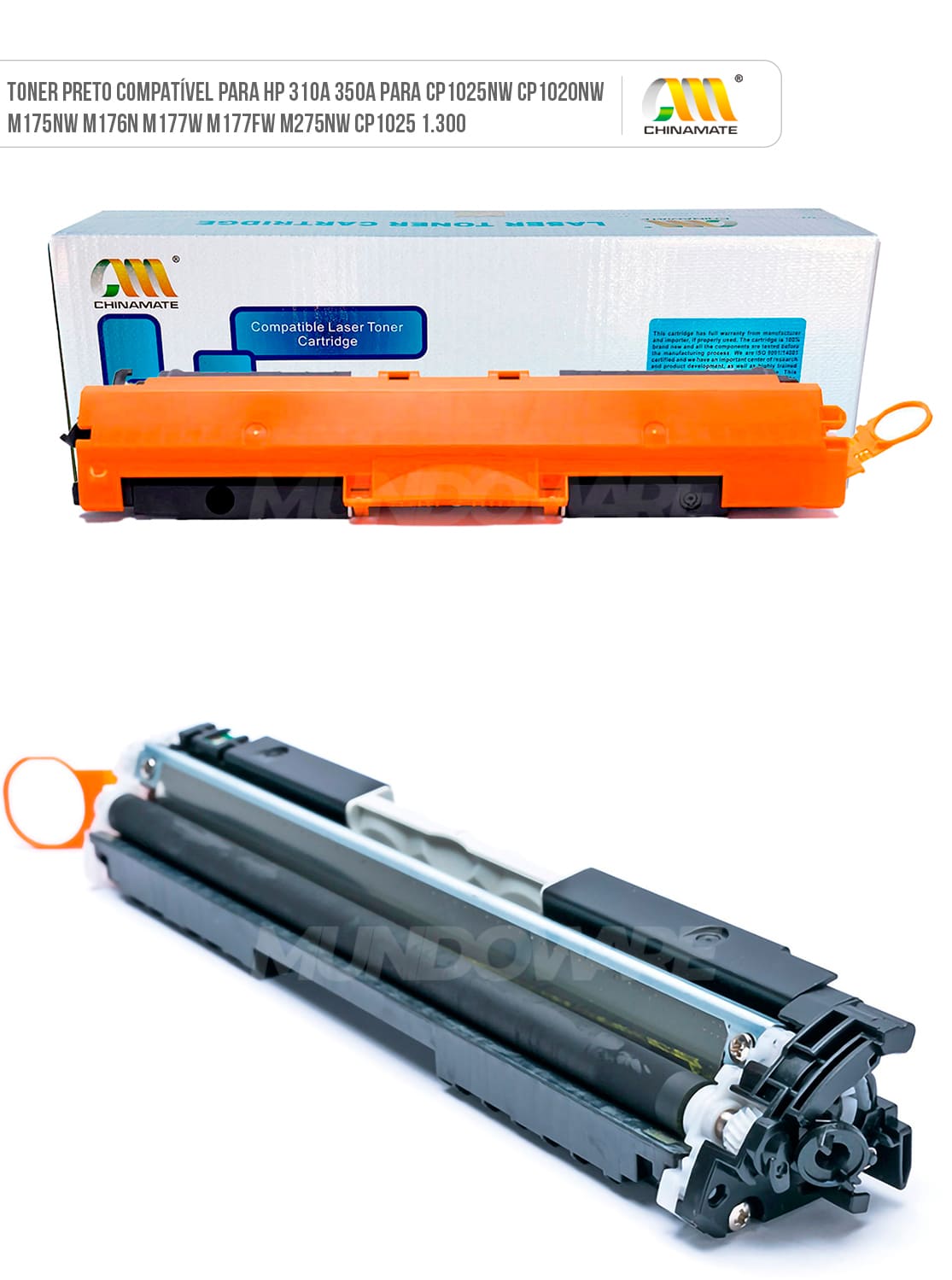 Toner Compatível com HP CE-310A CF-350A para CP1025 CP1020 M175a M175nw M177fw M176n CP1025nw M275nw Chinamate Preto 1.300 Toner Compatível com HP CE310A CF350A para CP1025 CP1020 M175a M175nw M177fw M176n CP1025nw M275nw Chinamate Preto 1.300