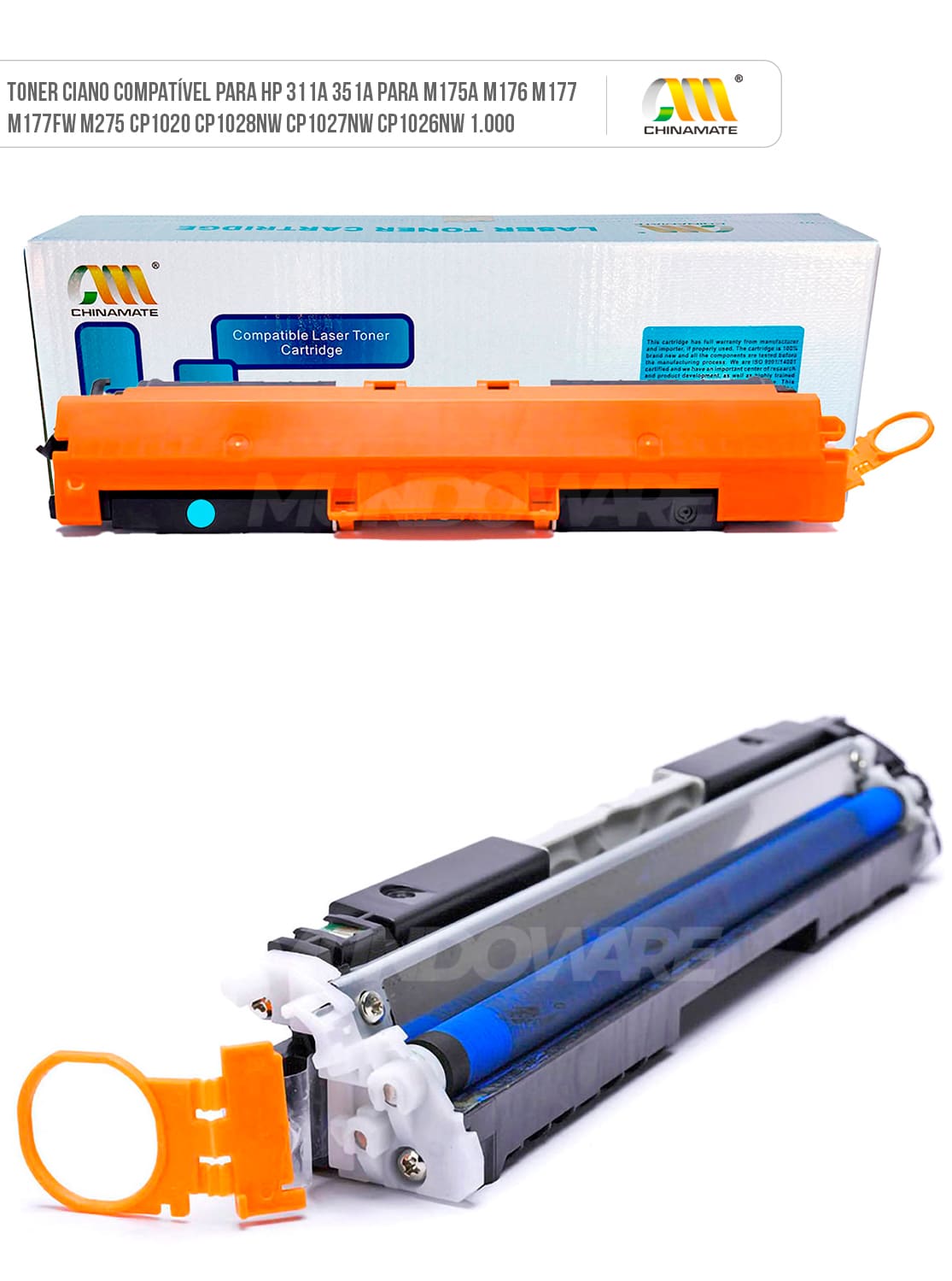 Toner Compatível com HP CE-311A CF-351A para CP-1025 CP-1020 M 175a 175nw 177fw 176n 275nw CP-1025nw Chinamate Ciano 1.000 Toner Compatível com HP CE311A CF351A para CP-1025 CP-1020 M 175a 175nw 177fw 176n 275nw CP-1025nw Chinamate Ciano 1.000