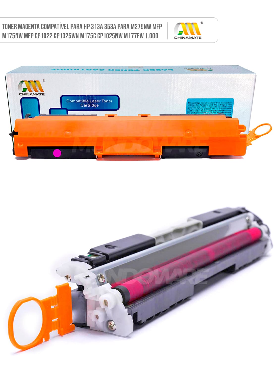 Toner Compatível com HP CE 313A CF 353A para CP1021 CP1022 CP1025 CP1028nw MFP M175nw M275u M175b Chinamate Magenta 1.000 Toner Compatível com HP CE313A CF353A para CP1021 CP1022 CP1025 CP1028nw MFP M175nw M275u M175b Chinamate Magenta 1.000