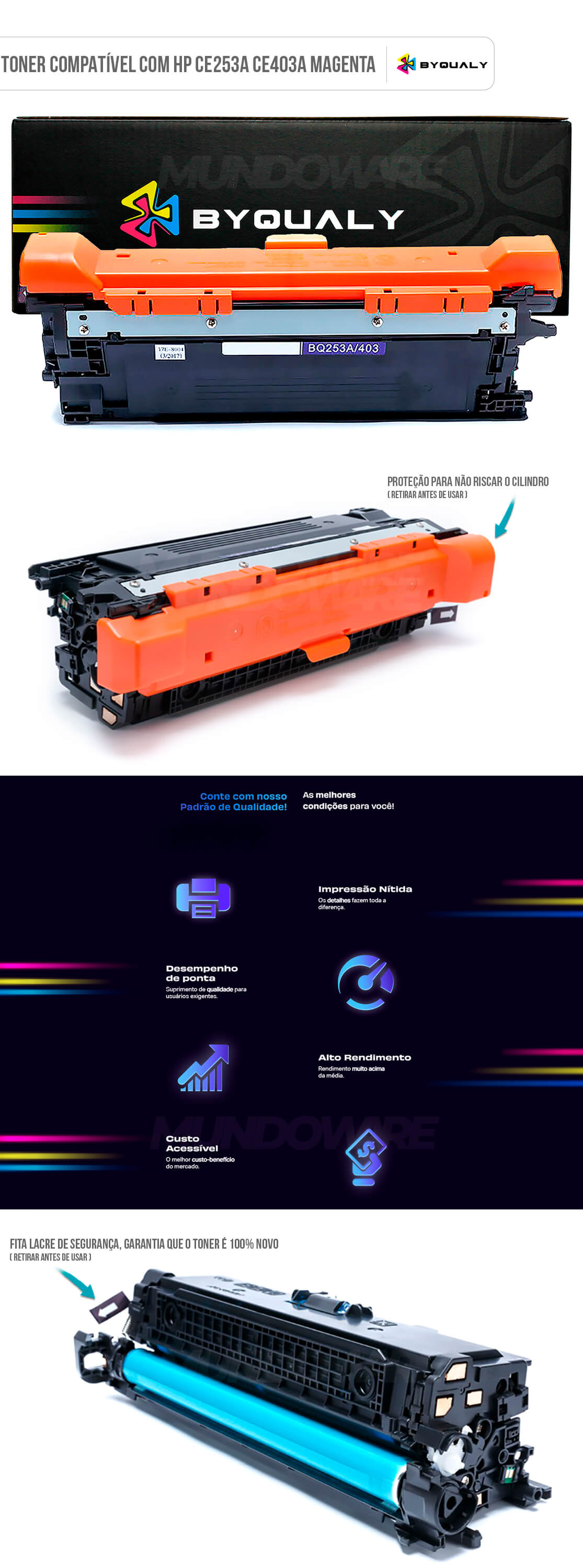 Toner Magenta Compatível com HP CE253A CE403A ByQualy para CP3525dn CP3525n CP3525x CM3530fs M575 M570 M551 M570dw 7.000 Cartucho de Toner Magenta Compatível com HP CE253A CE403A ByQualy para CP3525dn CP3525n CP3525x CM3530fs M575 M570 M551 M570dw 7.000