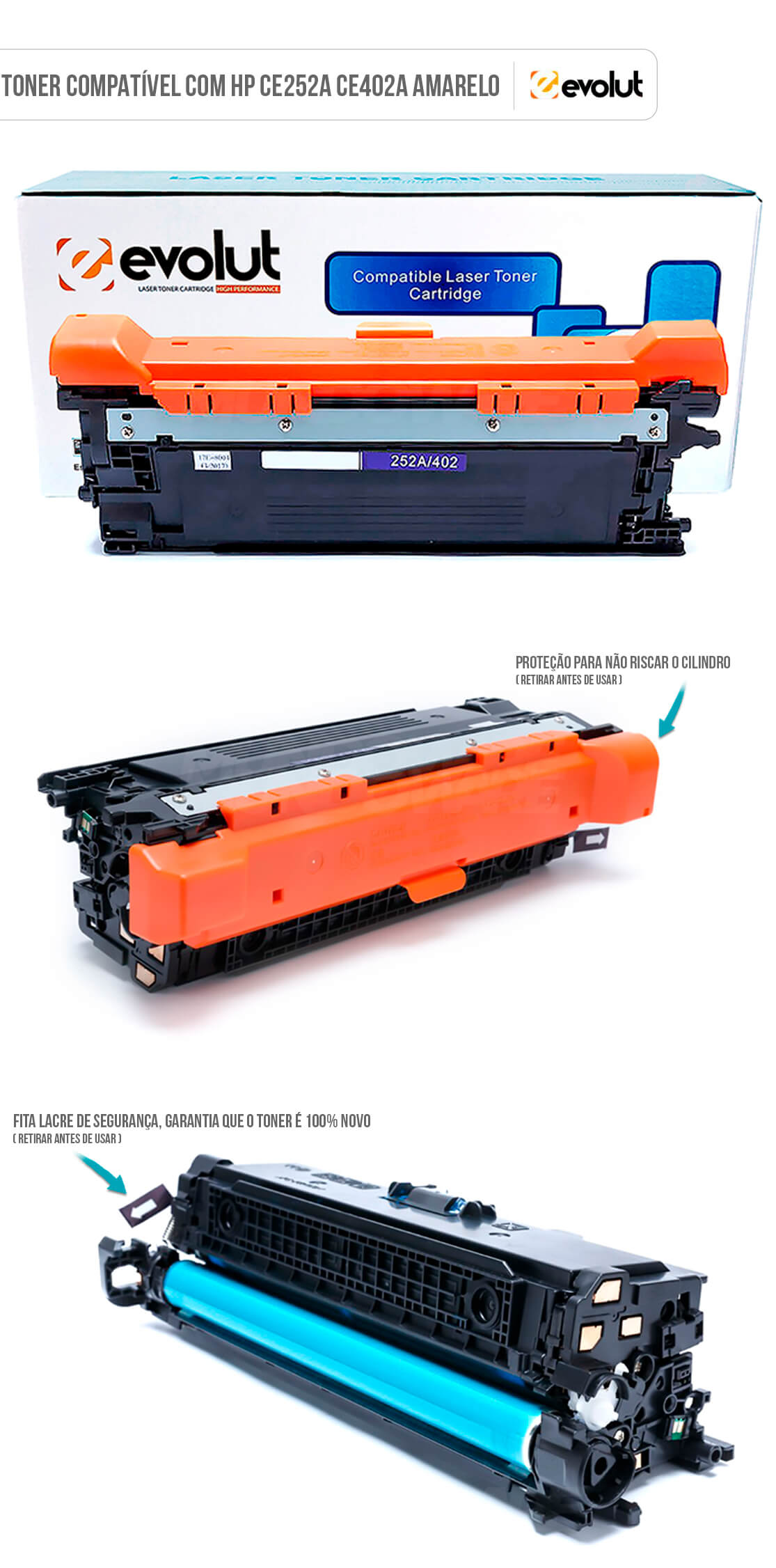 Toner Amarelo Compatível com HP CE402A CE252A Evolut para M575dn M575f M570dn M570dw M551dn M551n CP3525 CM3530 7.000 Toner Amarelo Compatível com HP CE-402A CE-252A Evolut para M575dn M575f M570dn M570dw M551dn M551n CP3525 CM3530 7.000