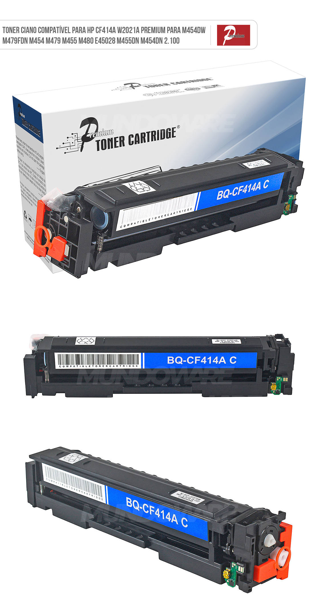 Toner Compatível com HP W2021A 414A Ciano para M479fdw M454dw M479dw M480f M455dn M 479fdw 479dw 479fdn Premium 2.100 Cartucho de Toner Compatível com HP W2021A 414A Ciano para M479fdw M454dw M479dw M480f M455dn M 479fdw 479dw 479fdn Premium 2.100