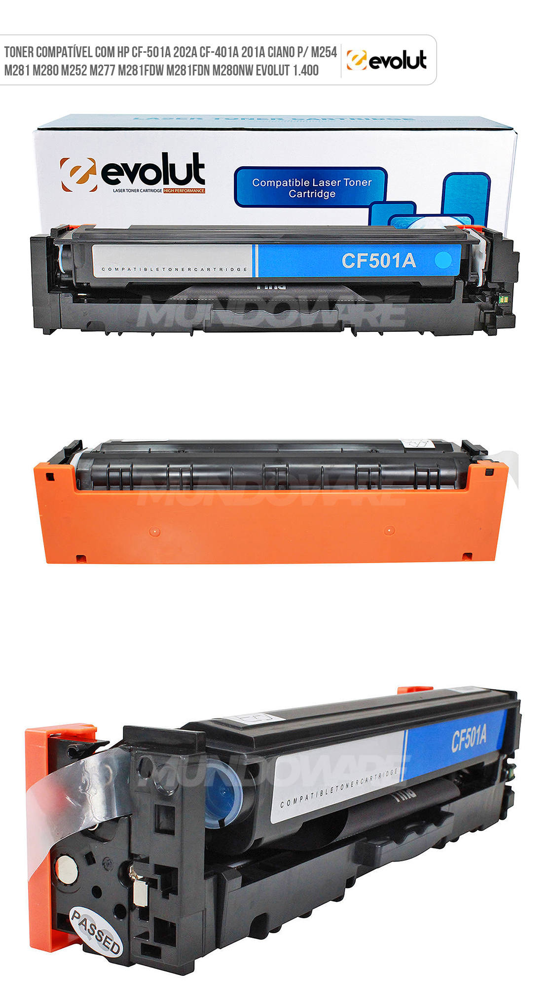 Toner Compatível com HP CF-501A 202A CF-401A 201A Ciano p/ M254 M281 M280 M252 M277 M281fdw M281fdn M280nw Evolut 1.400 Cartucho de Toner Compatível com HP CF-501A 202A CF-401A 201A Ciano p/ M254 M281 M280 M252 M277 M281fdw M281fdn M280nw Evolut 1.400