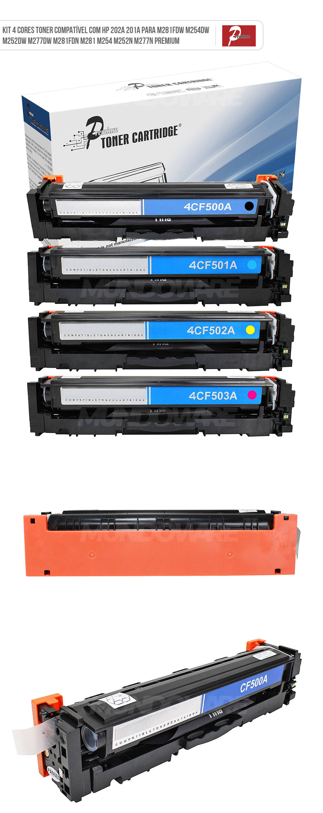 Kit Colorido de Cartuchos de Toner Compatível com HP 202A 201A para M281fdw M254dw M252dw M277dw M281fdn M281 M254 M252n M277n Premium Kit 4 Cores Toner Compatível com HP 202A 201A para M281fdw M254dw M252dw M277dw M281fdn M281 M254 M252n M277n Premium