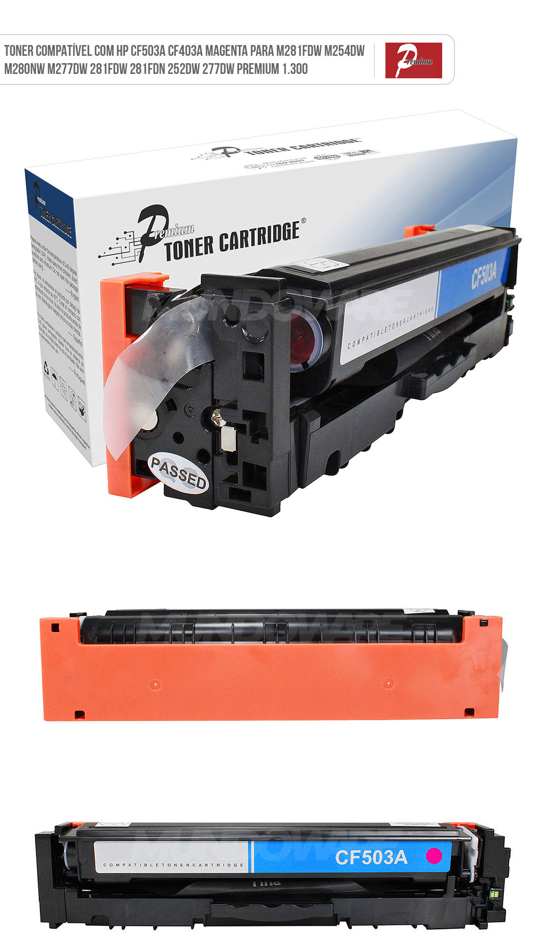 Cartucho de Toner Compatível com HP CF503A CF403A Magenta para M281fdw M254dw M280nw M277dw 281fdw 281fdn 252dw 277dw Premium 1.300 Toner Compatível com HP CF503A CF403A Magenta para M281fdw M254dw M280nw M277dw 281fdw 281fdn 252dw 277dw Premium 1.300