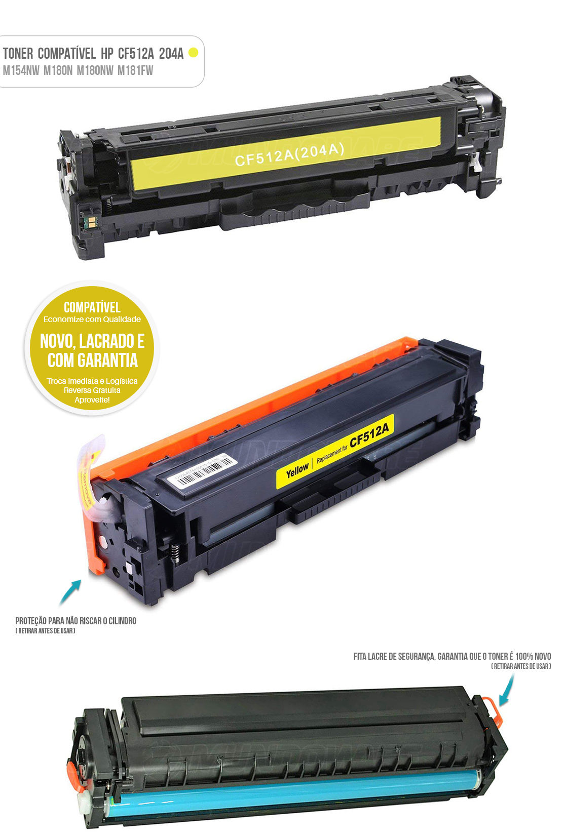 Toner para impressora Laser M154 M154A M154NW M180 M180N M180NW M181 M181FW Tonner Amarelo
