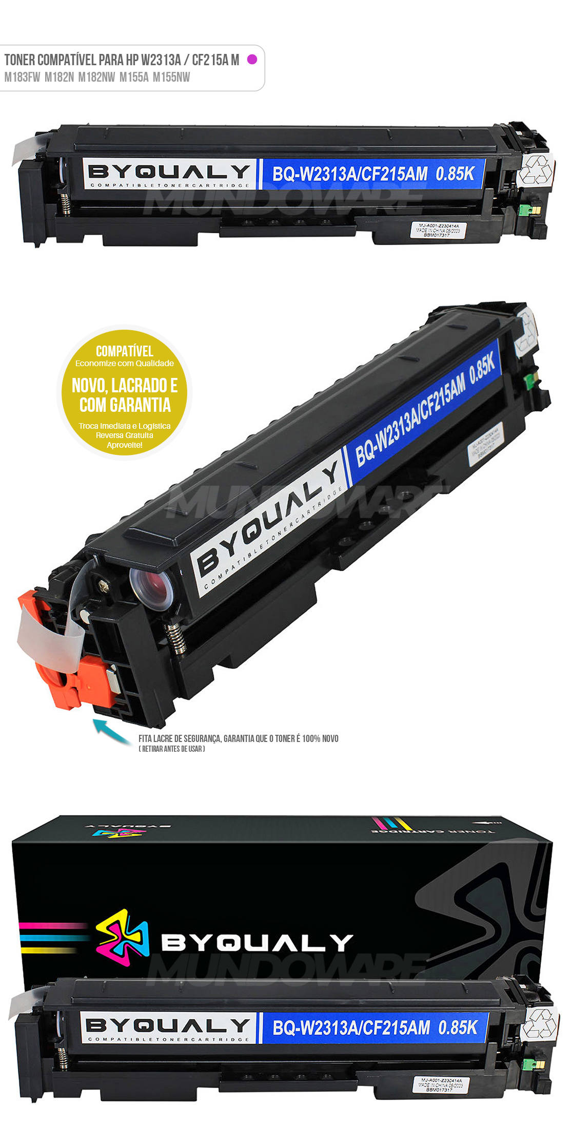 Toner Magenta Compatível para HP W2313A CF215A para Color LaserJet Pro MFP M183fw M182n M182nw M155a M155nw 183fw 850