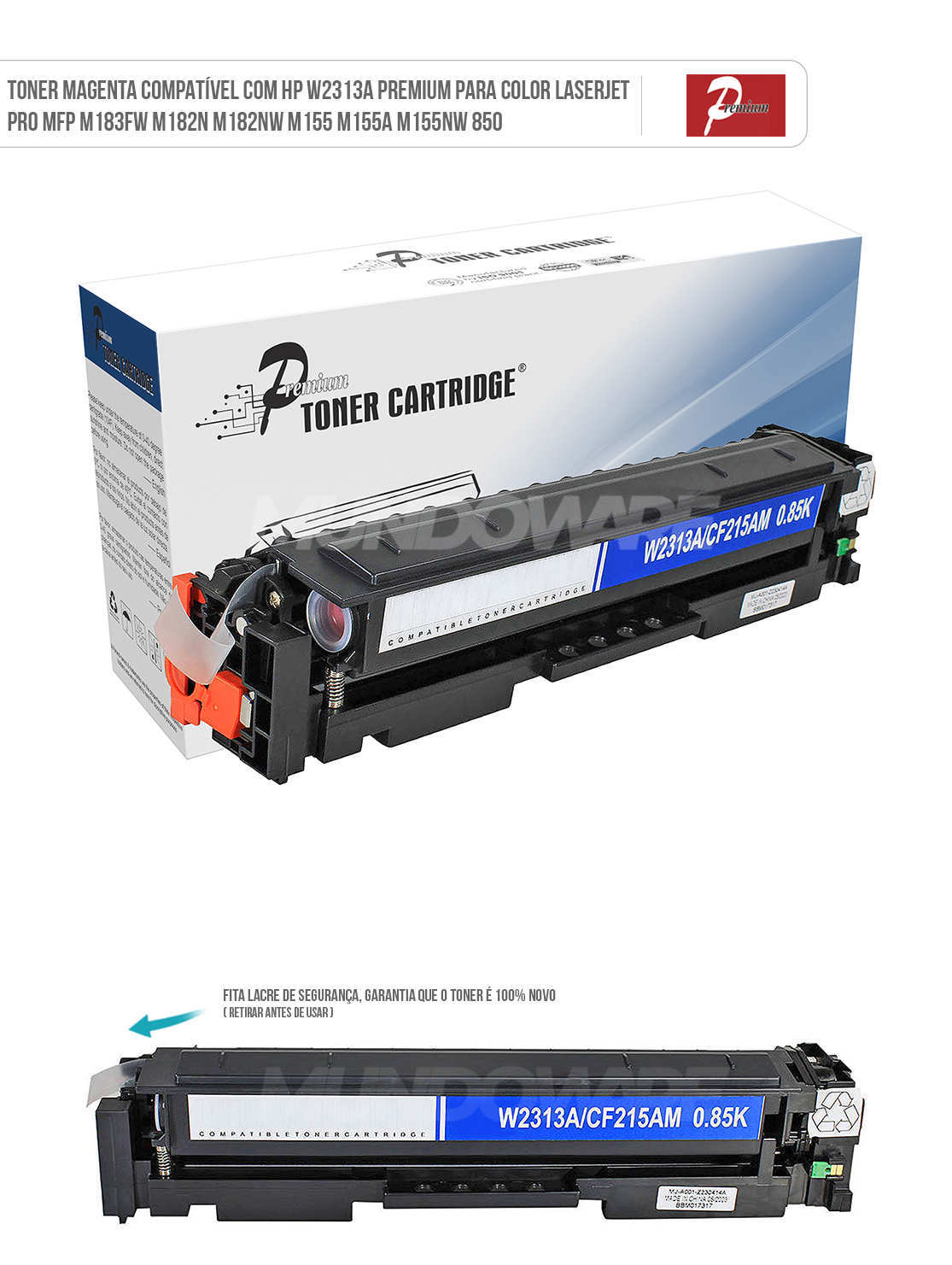 Toner Magenta Compatível com HP W2313A Premium para Color LaserJet Pro MFP M183fw M182n M182nw M155 M155a M155nw 850 Cartucho de Toner Magenta Compatível com HP W 2313A Premium para Color LaserJet Pro MFP M183fw M182n M182nw M155 M155a M155nw 850