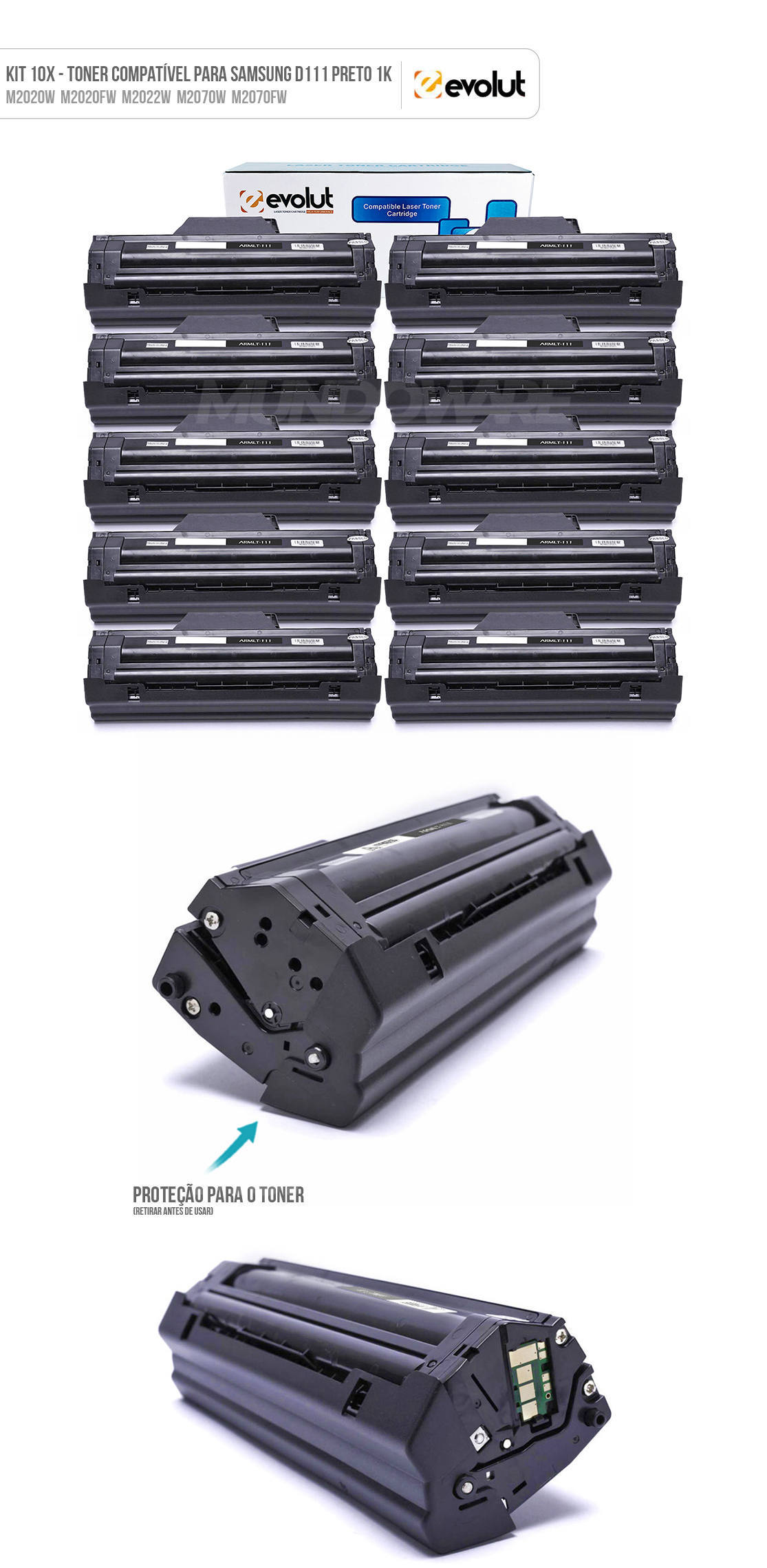 Kit 10x Toner Compatível para Samsung D111 Evolut para M2070fw M2020fw M2020W M2070w M2022w M-2070fw 2020fw Preto 1.000 Kit 10x Toner Compatível para Samsung D111 Evolut para M2070fw M2020fw M2020W M2070w M2022w M-2070fw 2020fw Preto 1.000