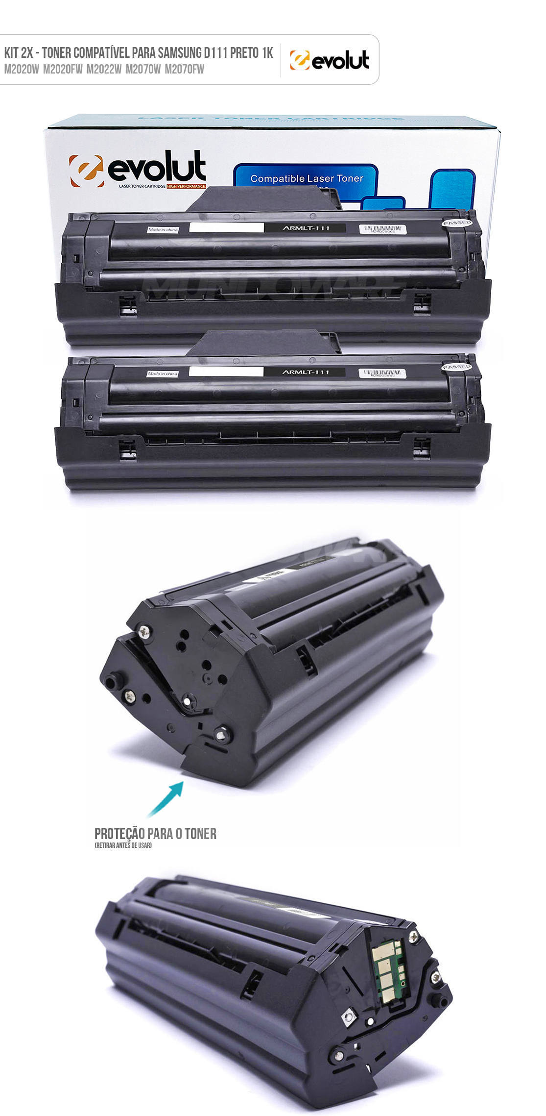 Kit 2x Toner Compatível para Samsung D111 Evolut para M2070fw M2020fw M2020W M2070w M2022w M-2070fw 2020fw Preto 1.000 Kit 2x Toner Compatível para Samsung D111 Evolut para M2070fw M2020fw M2020W M2070w M2022w M-2070fw 2020fw Preto 1.000