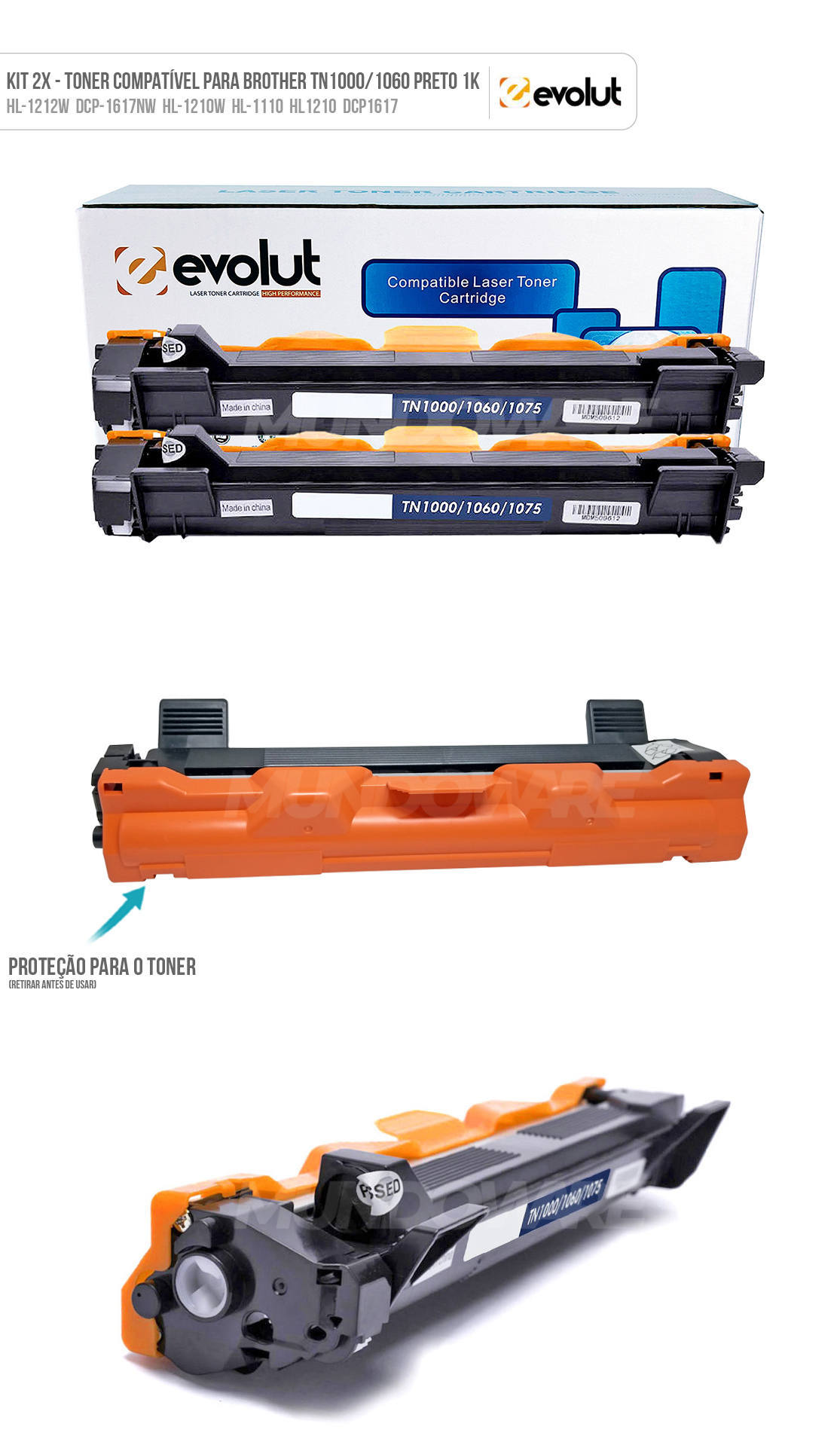 2 Toners Compatíveis para Brother TN-1000 TN-1060 para HL-1212w DCP-1617nw HL-1210w MFC-1810e DCP1617 Evolut Preto 1.000 Kit 2x Toner Compatível com Brother TN-1000 TN-1060 para HL-1212w DCP-1617nw HL-1210w MFC-1810e DCP1617 Evolut Preto 1.000