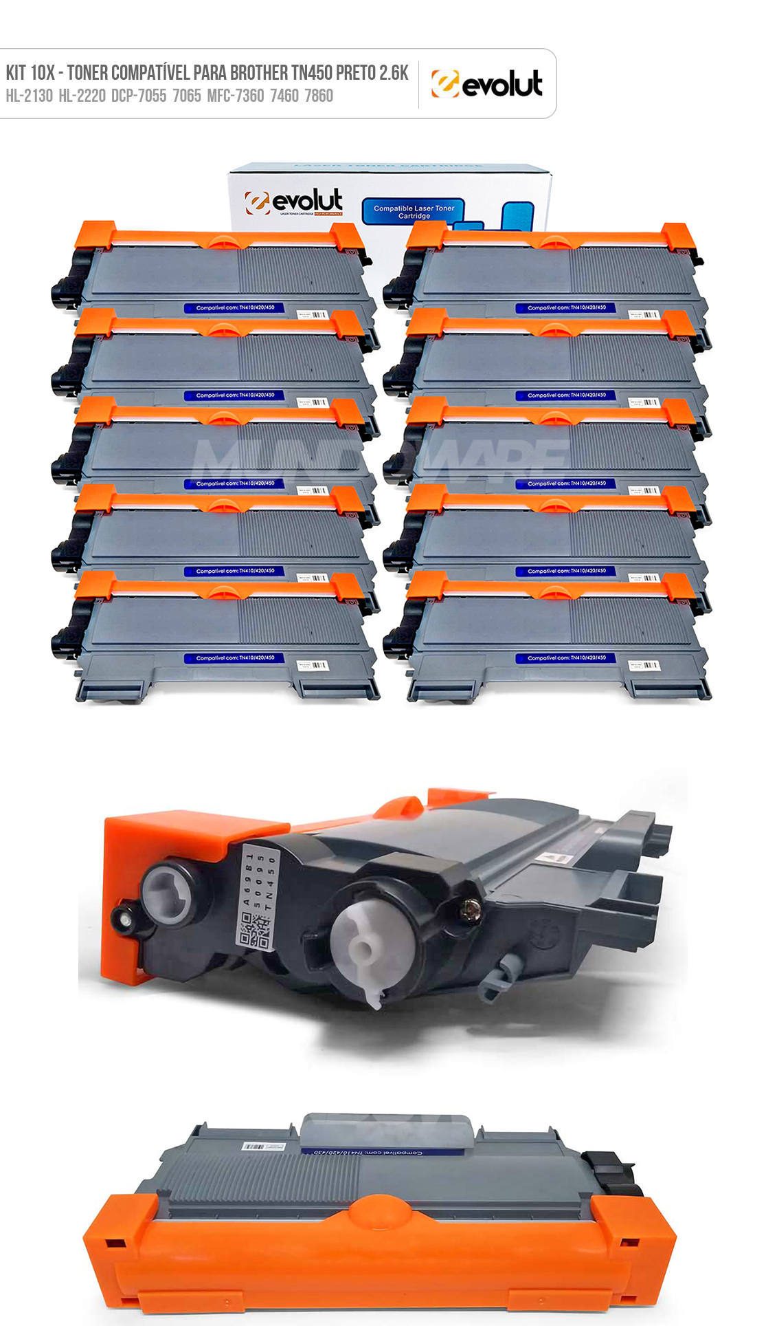 Kit 10x Toner Compatível com Brother TN450 TN420 TN410 Evolut para HL2220 HL2230 HL2240 HL2250 HL2270 HL2280 Preto 2.600 Kit 10x Toner Compatível com Brother TN450 TN420 TN410 Evolut para HL2220 HL2230 HL2240 HL2250 HL2270 HL2280 Preto 2.600
