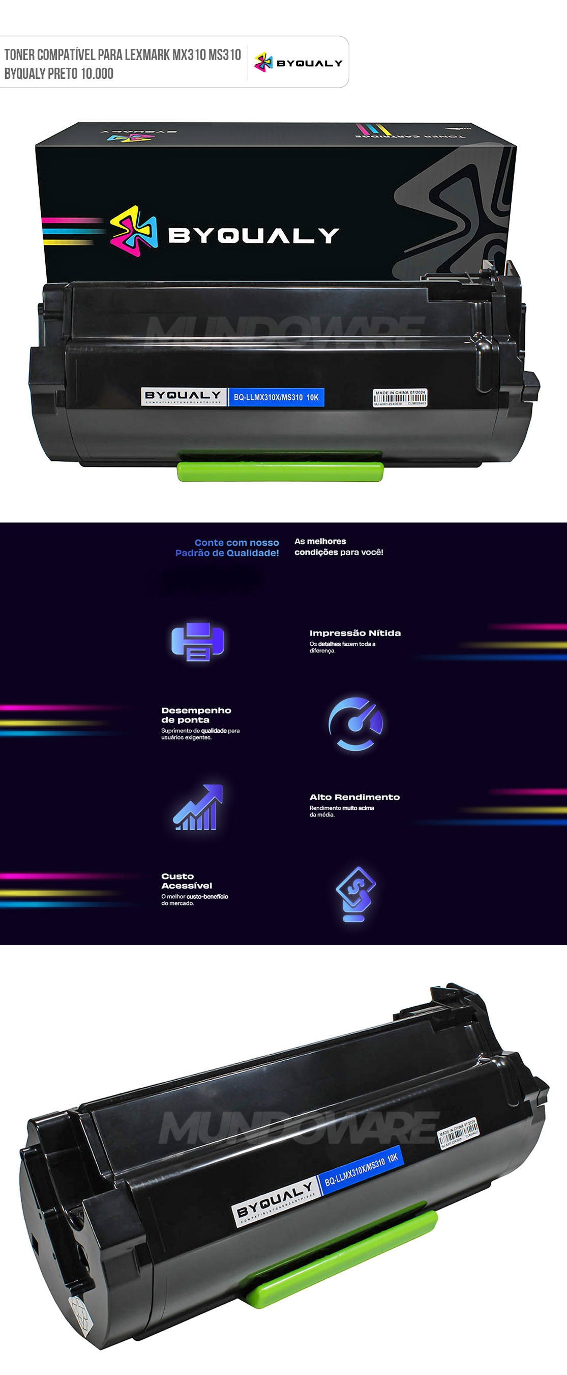 Cartucho de Toner Compatível com Lexmark MS310 MX310 Preto p/ MS610 MS415 MX611 MX510 MS312 MS415dn MS610dn MX611dhe Premium 10.000 Toner Compatível com Lexmark MS310 MX310 Preto p/ MS610 MS415 MX611 MX510 MS312 MS415dn MS610dn MX611dhe Premium 10.000