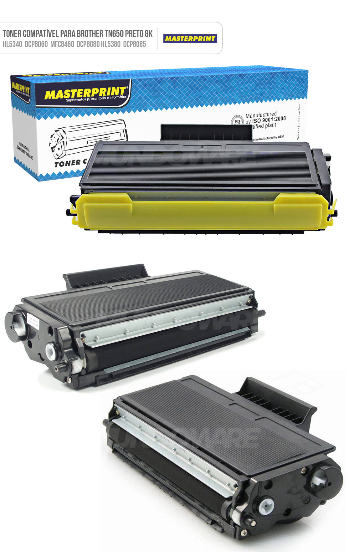 Toner Compatível para Brother TN-650 TN-620 TN-580 para HL-5350 DCP-8065 DCP-8080 DCP-8085 Masterprint Preto 8.000