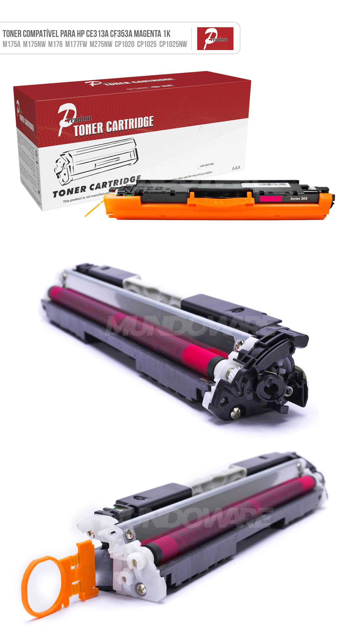 Toner Compatvel com HP CE313A CF353A para CP-1025 M175a M175nw M176 M177fw M275nw 175a CP1025nw ByQualy Magenta 1.000