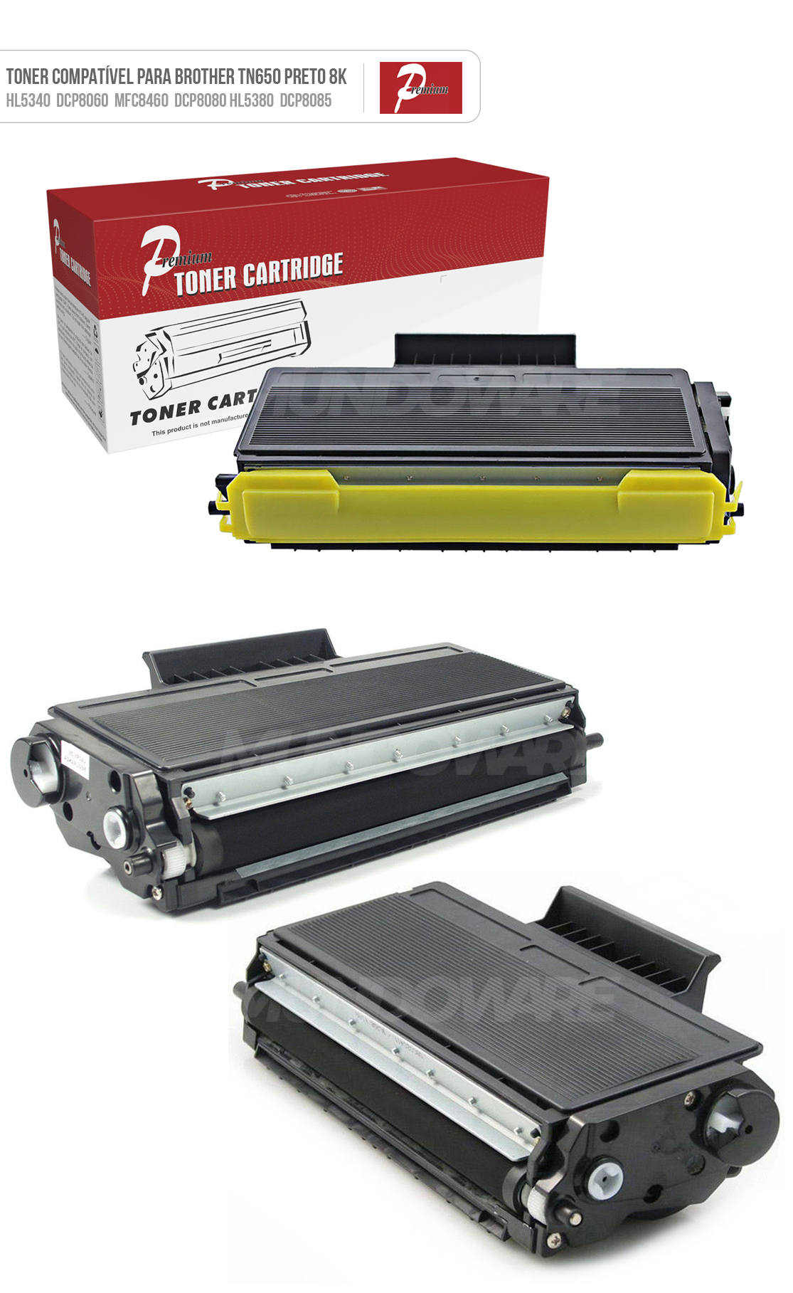 Toner Compatível para Brother TN-650 TN-620 TN-580 para HL5240 HL5350 DCP8060 DCP8065 DCP8080 Premium Preto 8.000