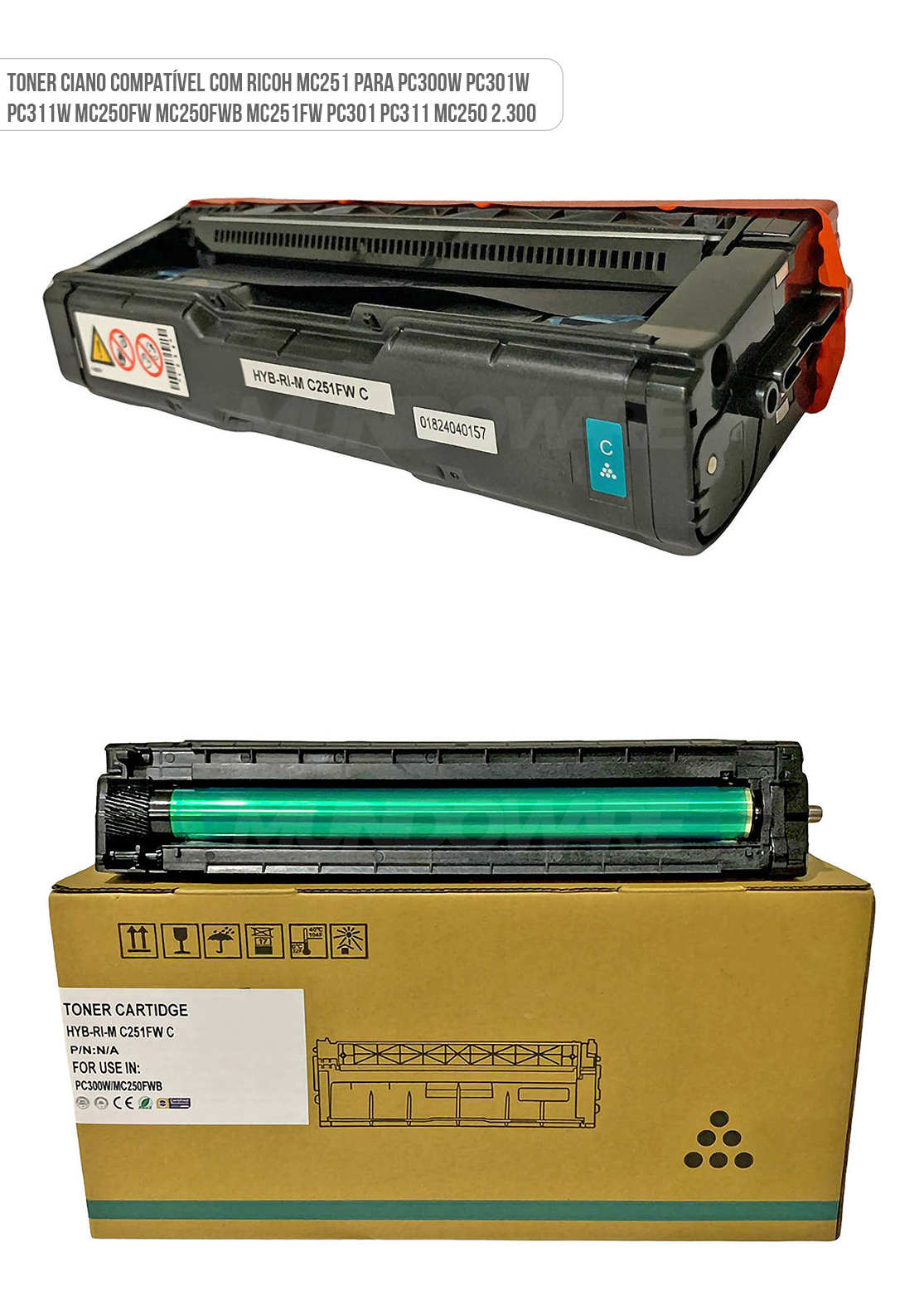 Cartucho de Toner Ciano Compatível com Ricoh C301W MC250H 408337 para P C300 P C301 P C311 M C250 M C251 MC250fwb MC251fw P C300w 6.300 Toner Ciano Compatível com Ricoh C301W MC250H 408337 para PC300 PC301 PC311 MC250 MC251 M C250fwb M C251fw P C300w 6.300