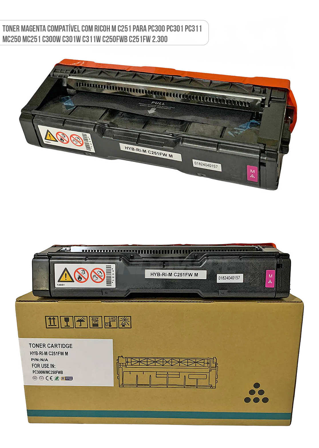 Cartucho de Toner Magenta Compatível com Ricoh C301W MC250H 408338 para PC300w C311w MC250fw C250fwb C251fw M C250 6.300 Toner Magenta Compatível com Ricoh C301W MC250H 408338 para P C300w C311w M C250fw C250fwb C251fw M C250 6.300