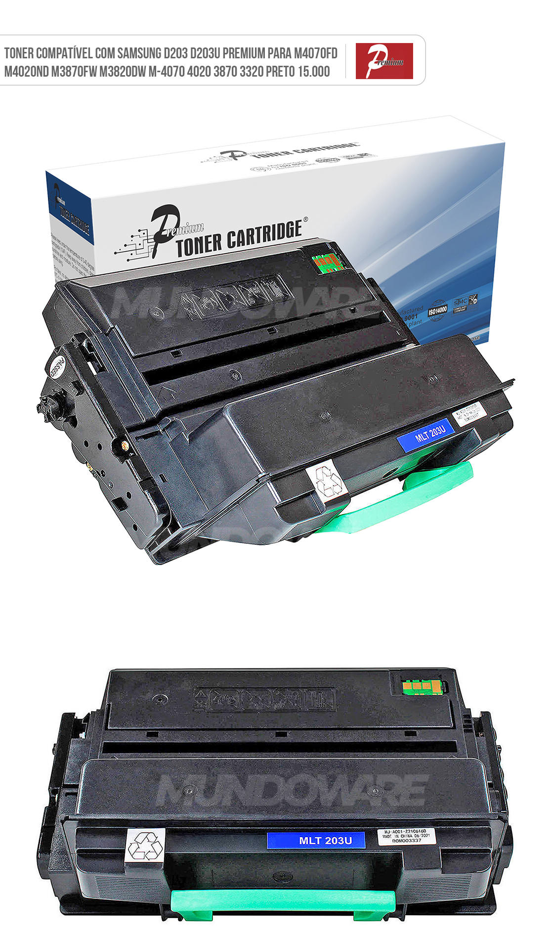 Toner Compat�vel com Samsung MLT-D203U Preto para M4070FR M4020ND M4020 M4070 M4020FR M4070FD M4070FX Premium 15.000