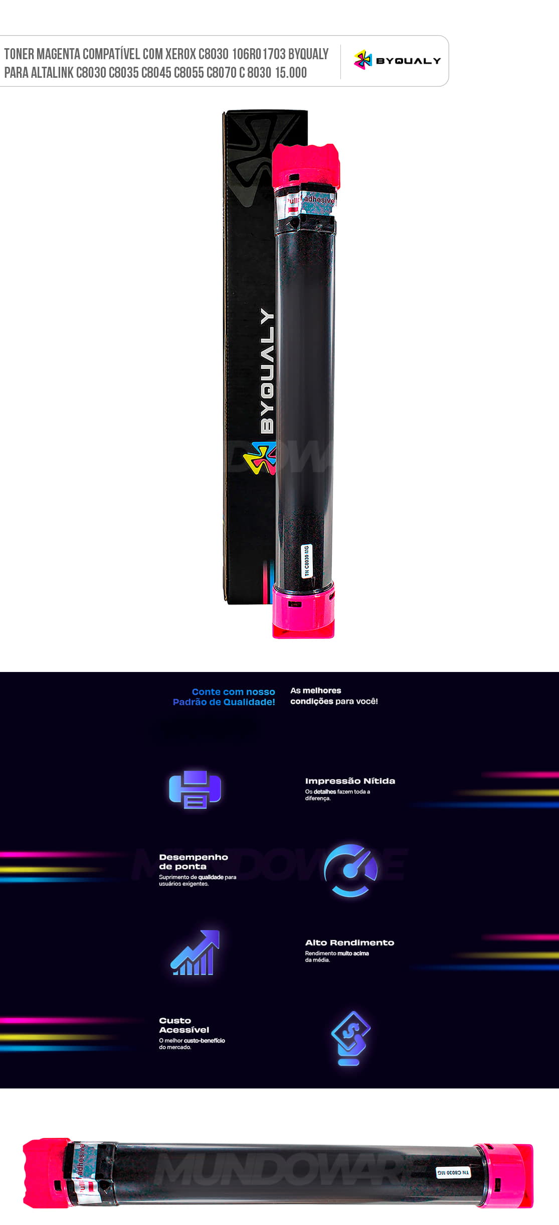 Toner Magenta Compatível com Xerox C8030 106R01703 ByQualy p